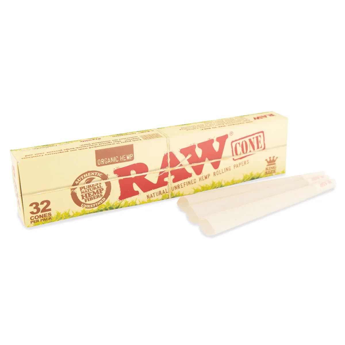 RAW Hemp Cones – Vorgerollte King Size Cones aus Hanfpapier (32 Stk.)