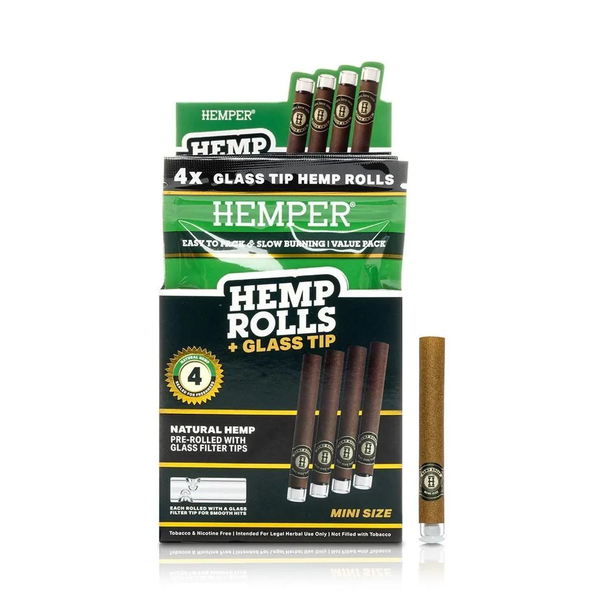Hemper Mini Rolls + Glass Tip 4er-Pack