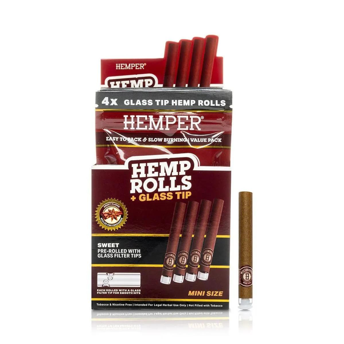 Hemper Mini Rolls + Glass Tip 4er-Pack