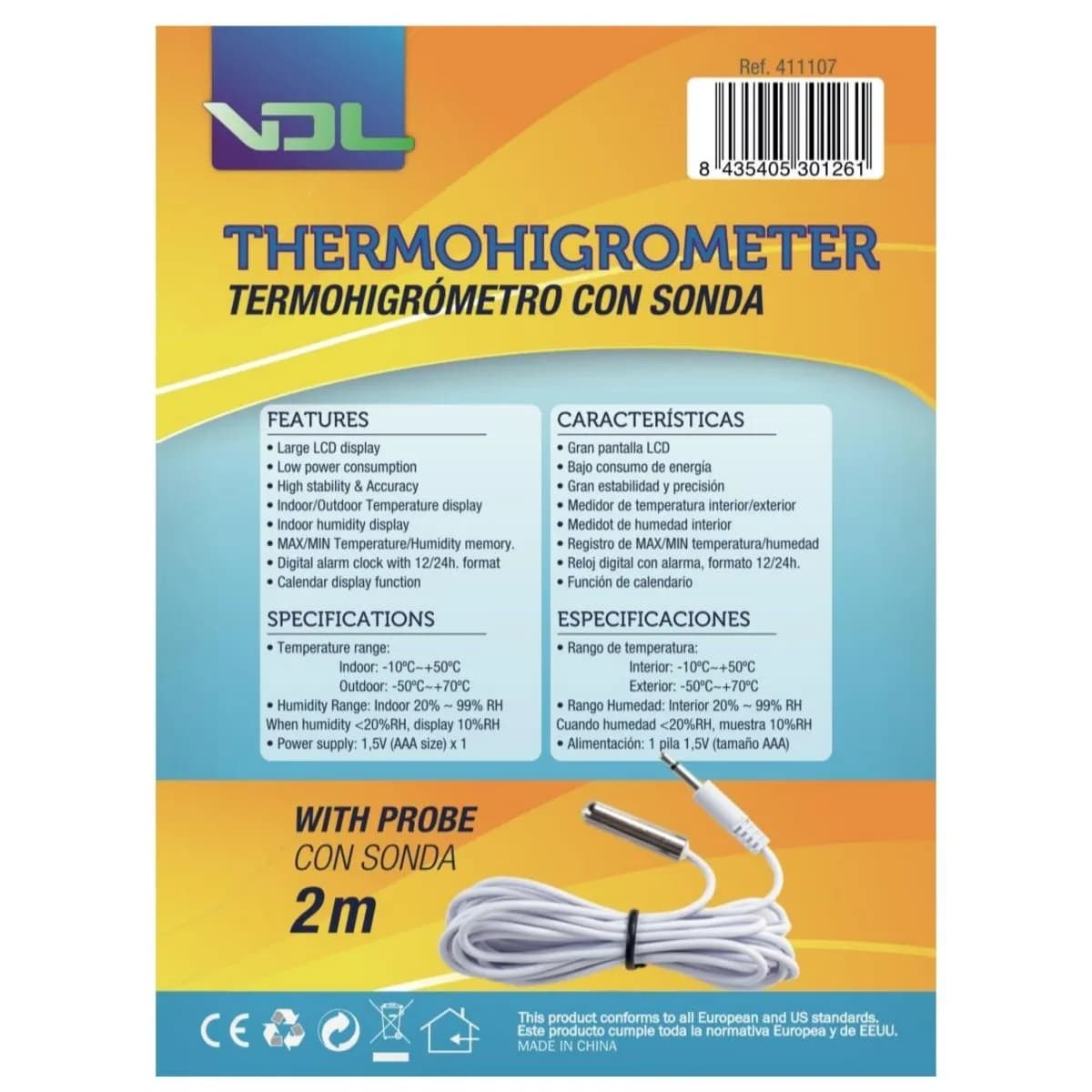 Thermo-Hygrometer mit großem Display (VDL)